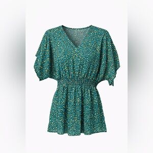Xhilaration Teal and Gold Patterned Tunic